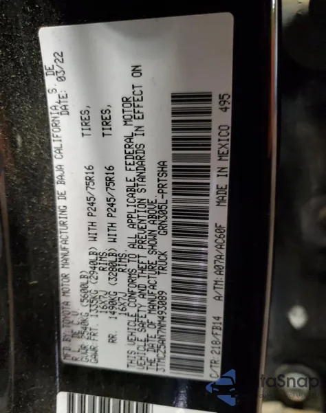 2022 Toyota Tacoma Double Cab из США, поврежденный, VIN 3TMCZ5AN7NM493089